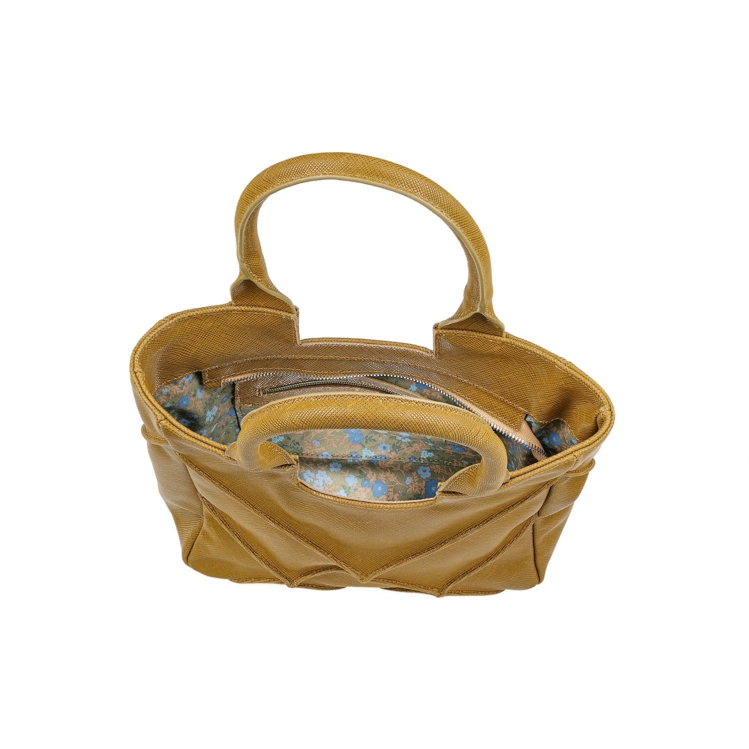 Leder Handtasche Senfgelb Origami Mini
