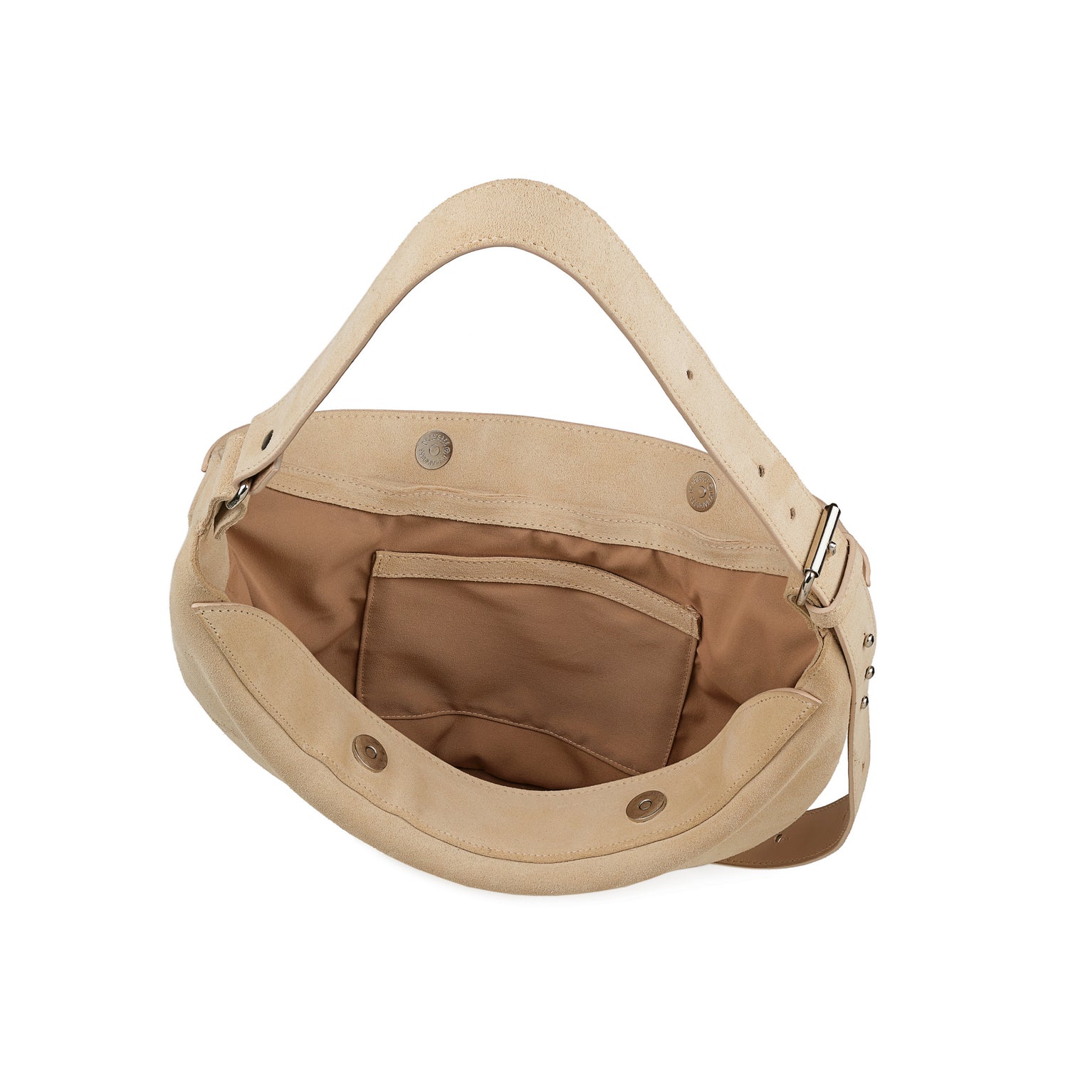 Veloursleder Umhängetasche Beige Nuna Mini
