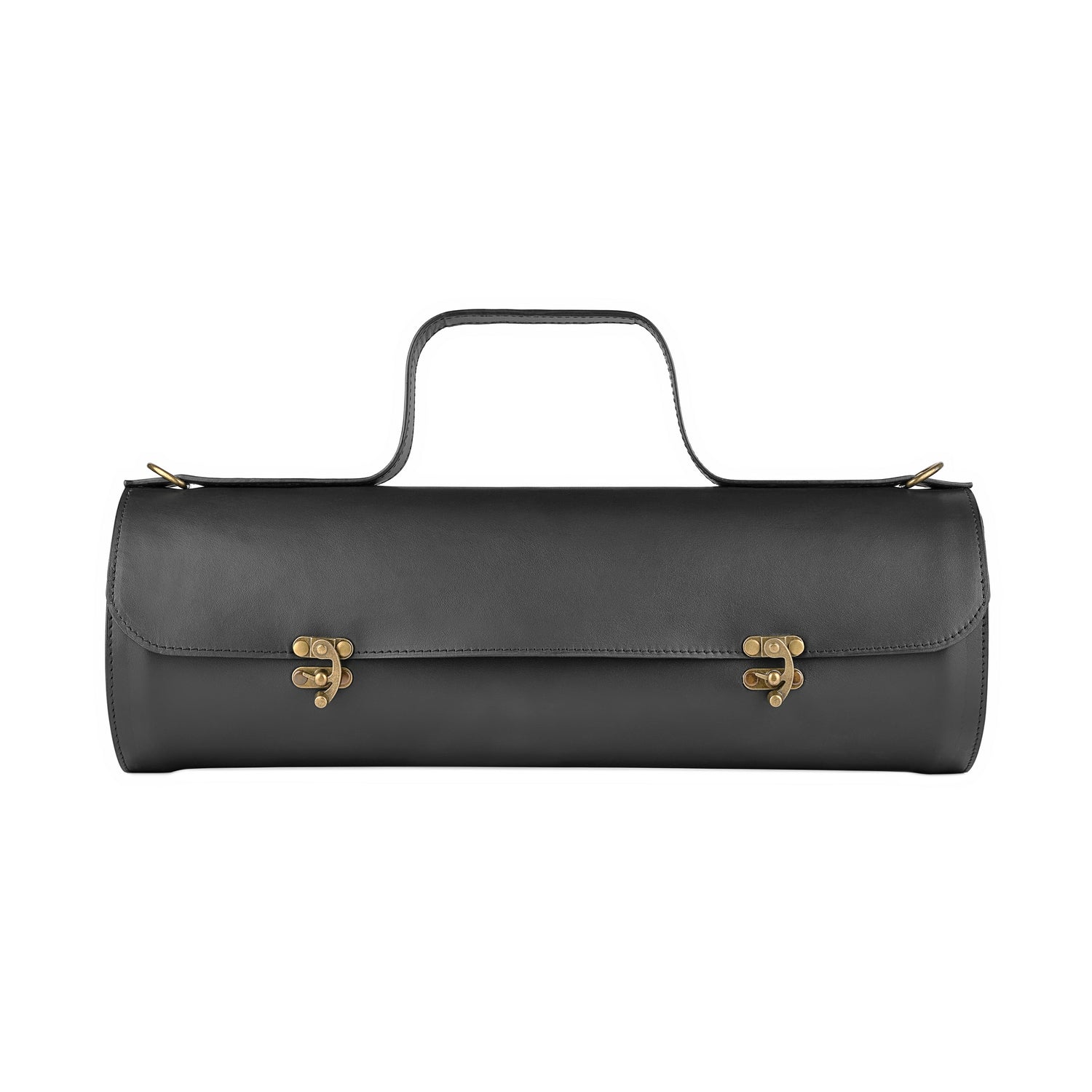 Schwarze Leder-Schultertasche Tube Maxi