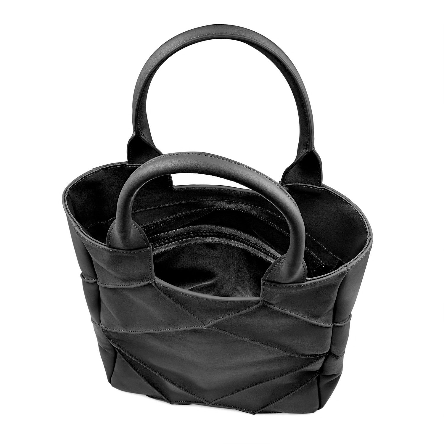 Leder Schultertasche Schwarz Origami Midi