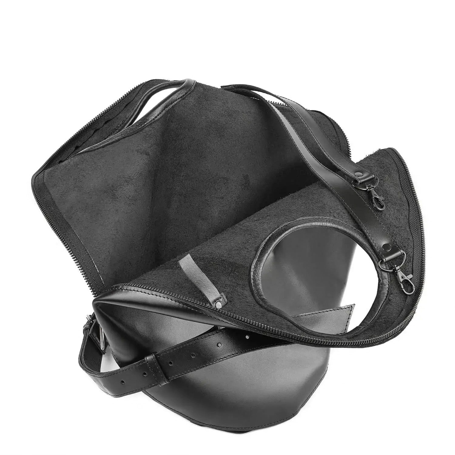 Leder Schultertasche Schwarz Full Moon
