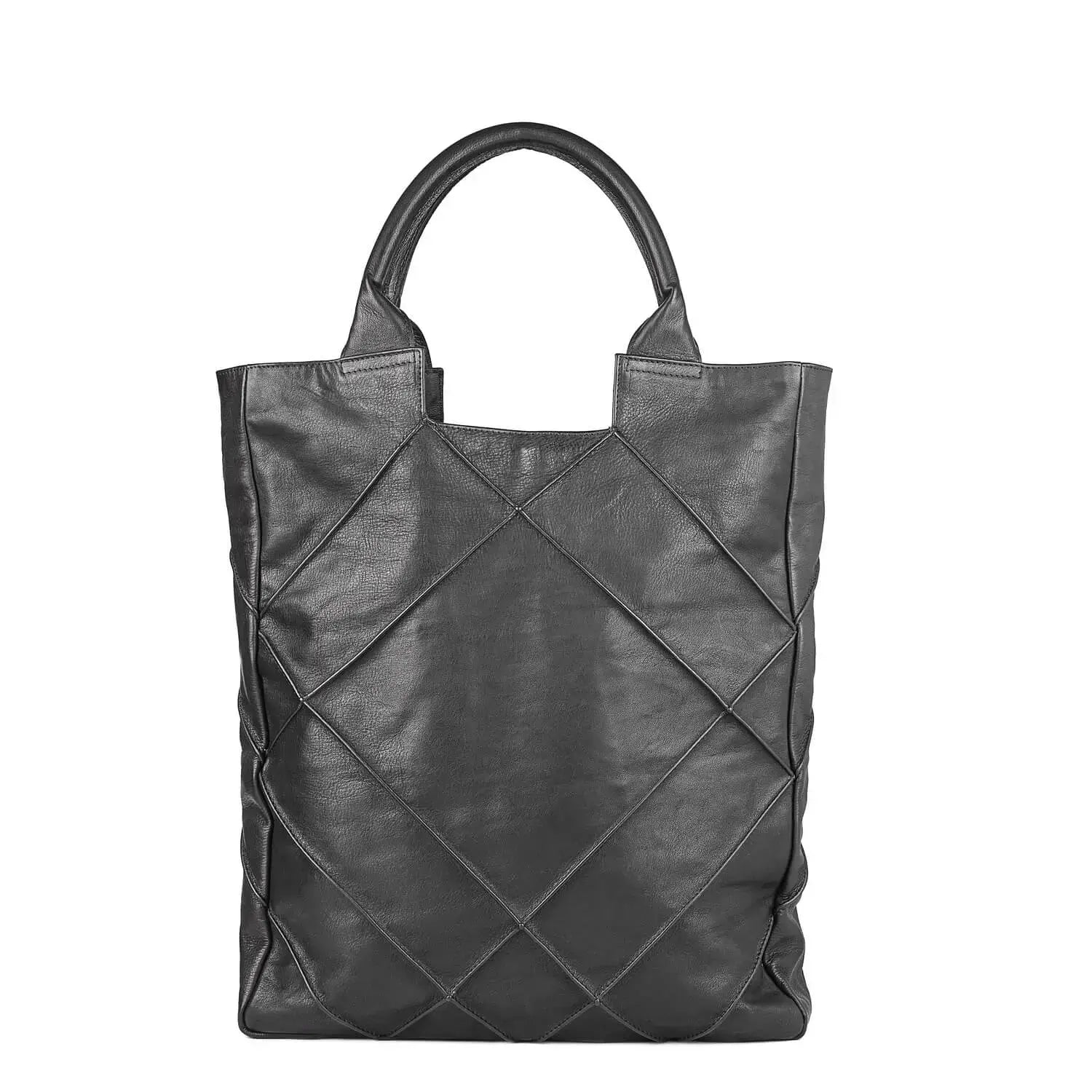Leder Schultertasche Schwarz Origami Maxi