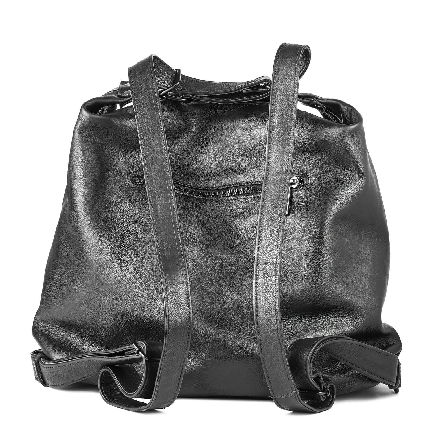 Leder Schultertasche Schwarz Mary