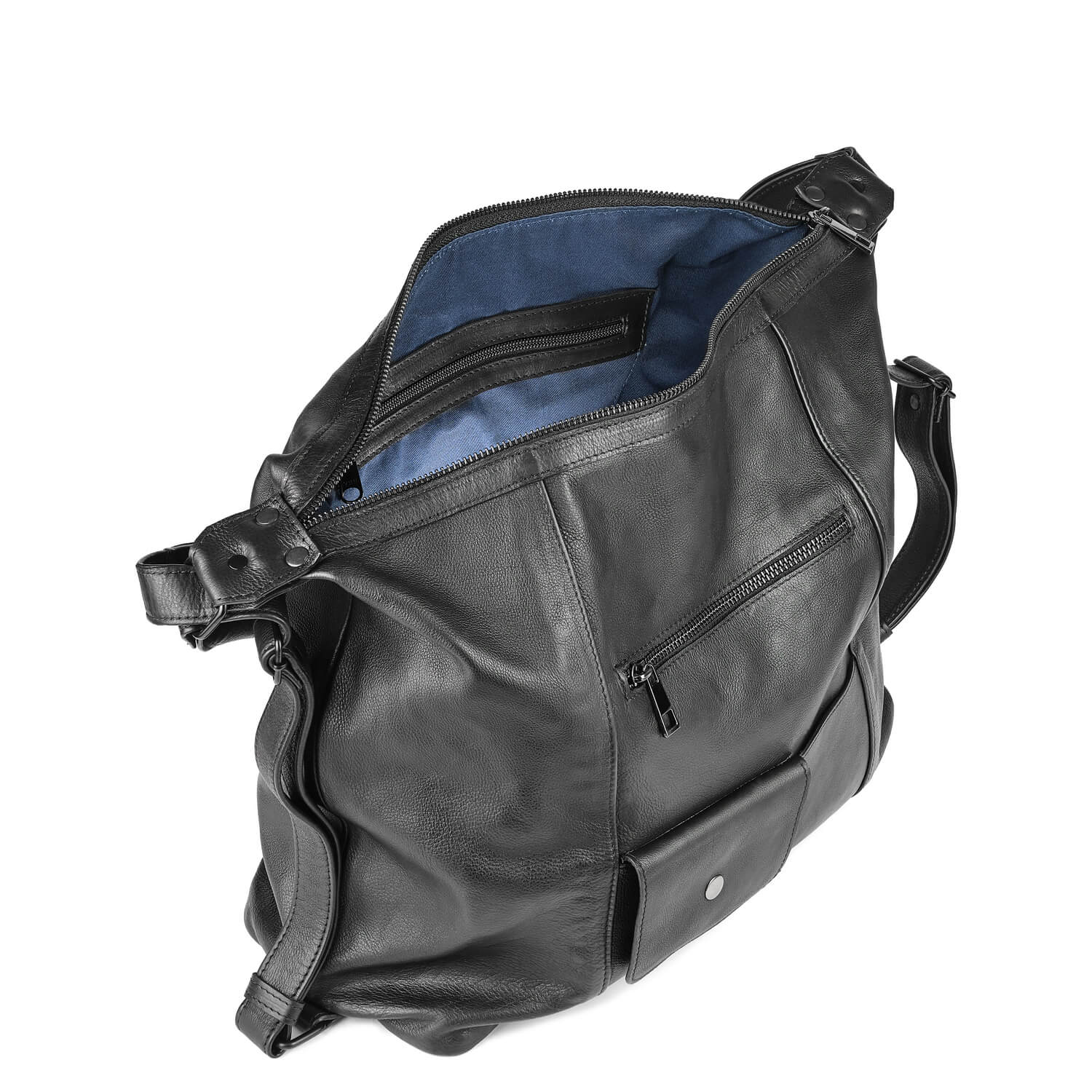 Leder Schultertasche Schwarz Mary