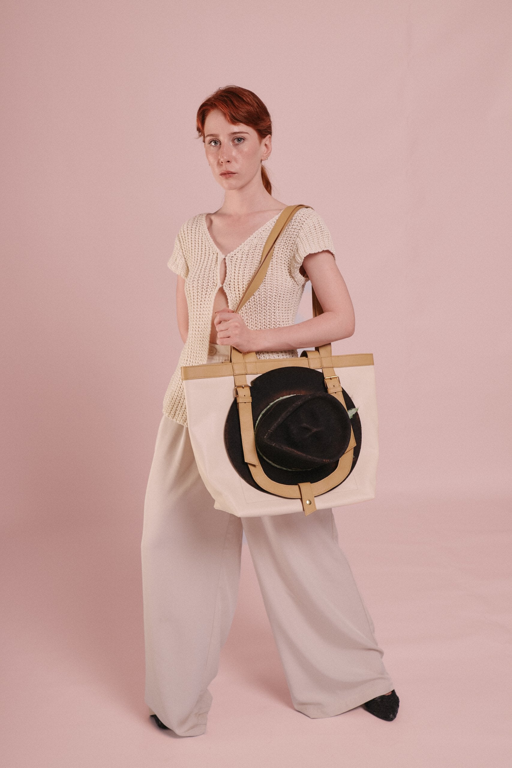 Shopper aus Leder in Beige The Shopper