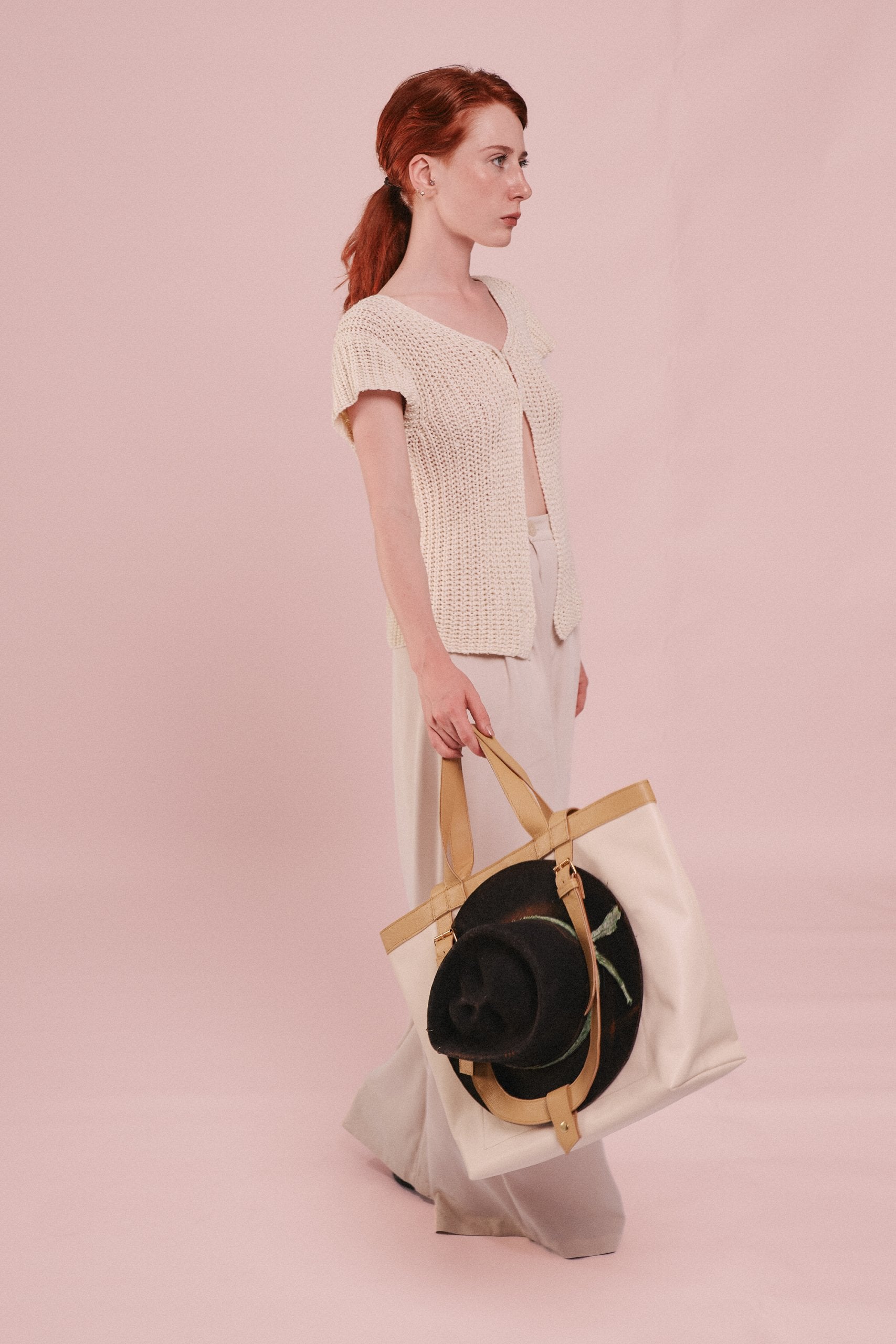 Shopper aus Leder in Beige The Shopper