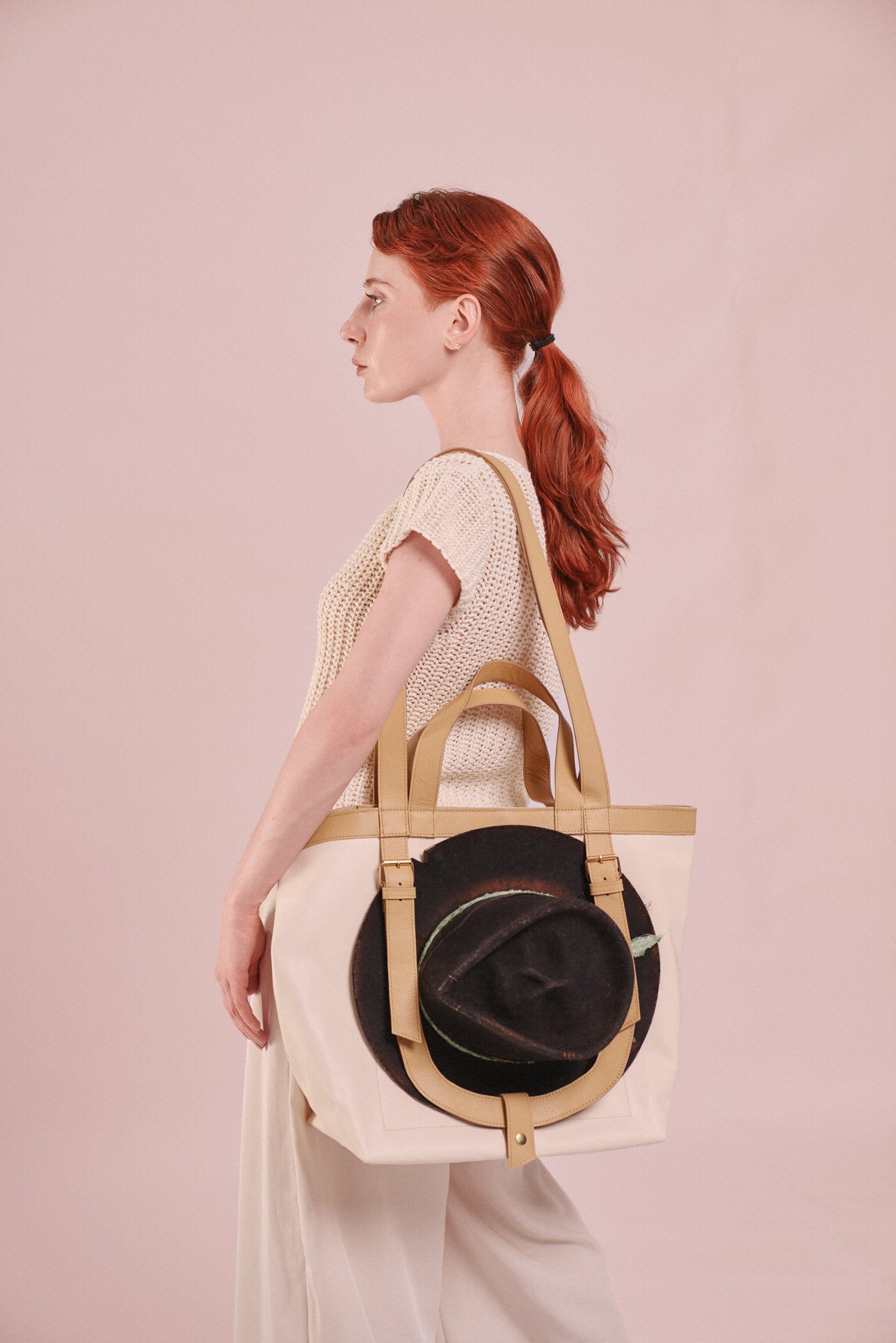 Shopper aus Leder in Beige The Shopper