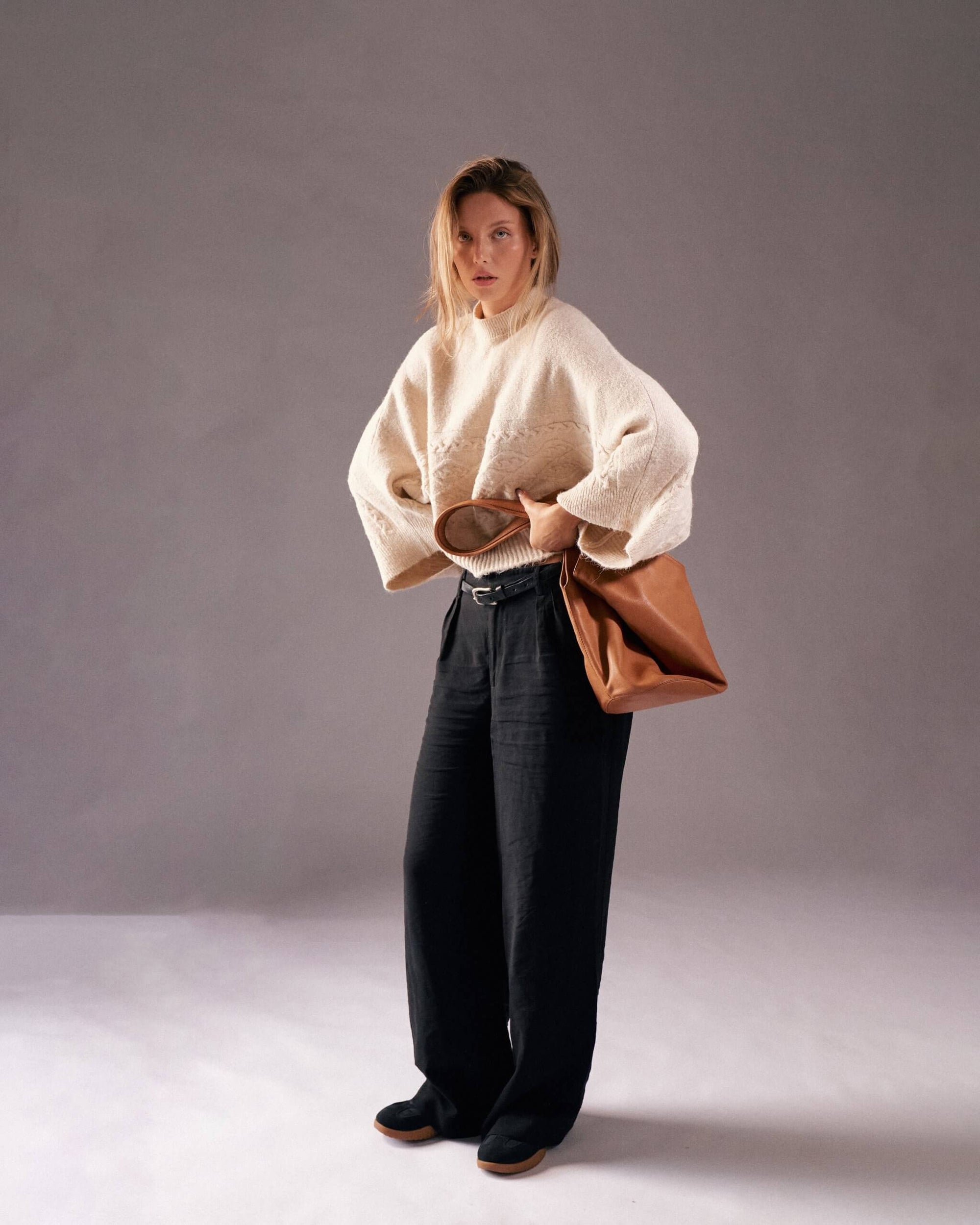 Leder Schultertasche Cognac Thesa