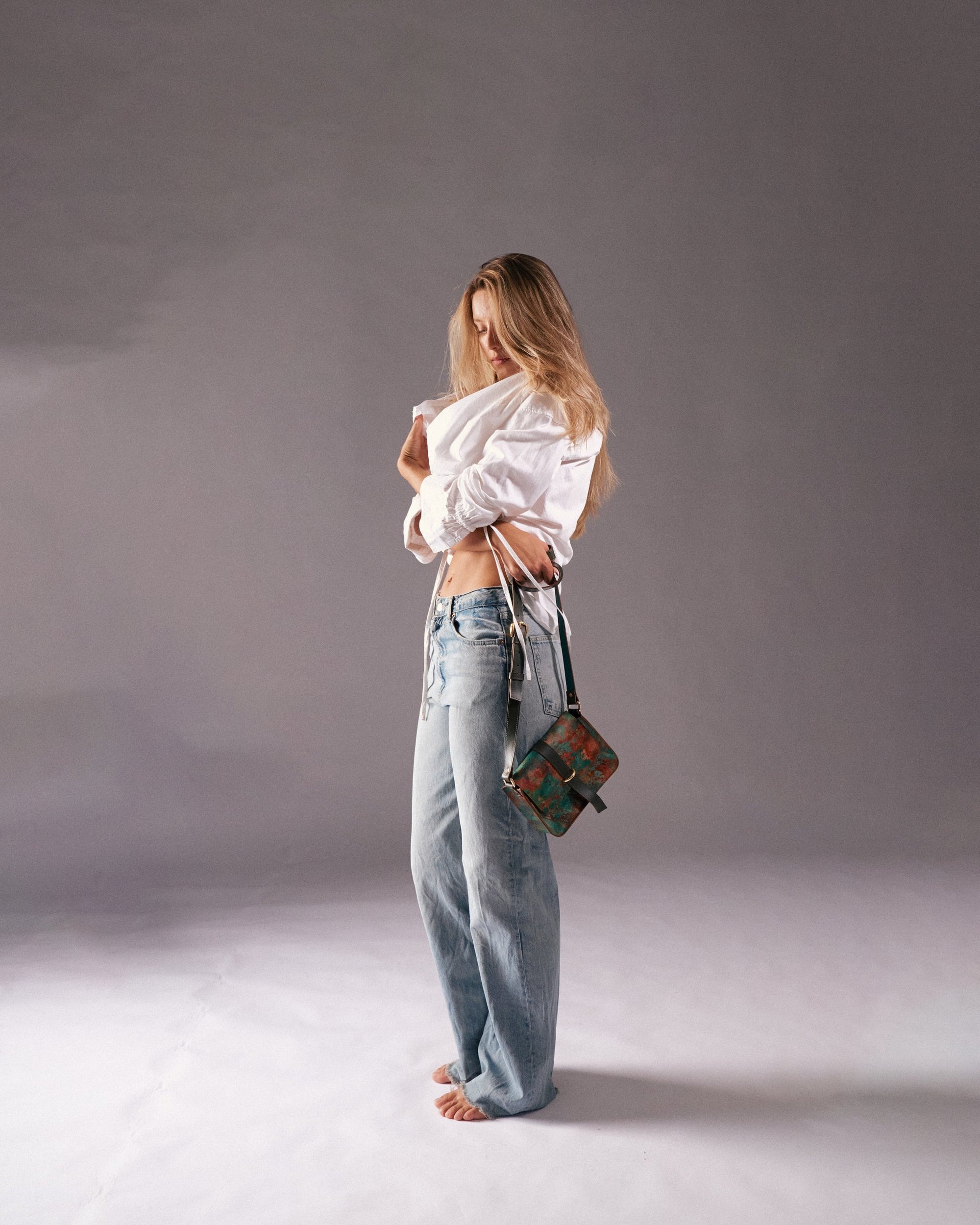 Leder Umhängetasche Kupfer Aleya Midi