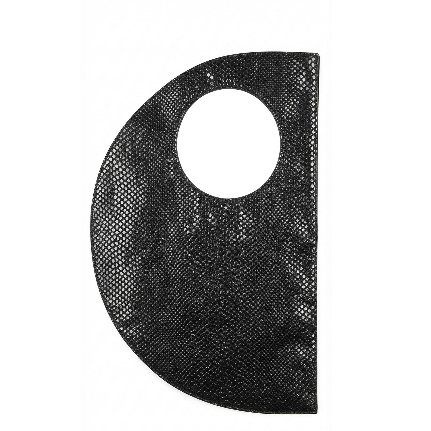 Schwarze Leder-Schultertasche in Kroko-Optik Moon