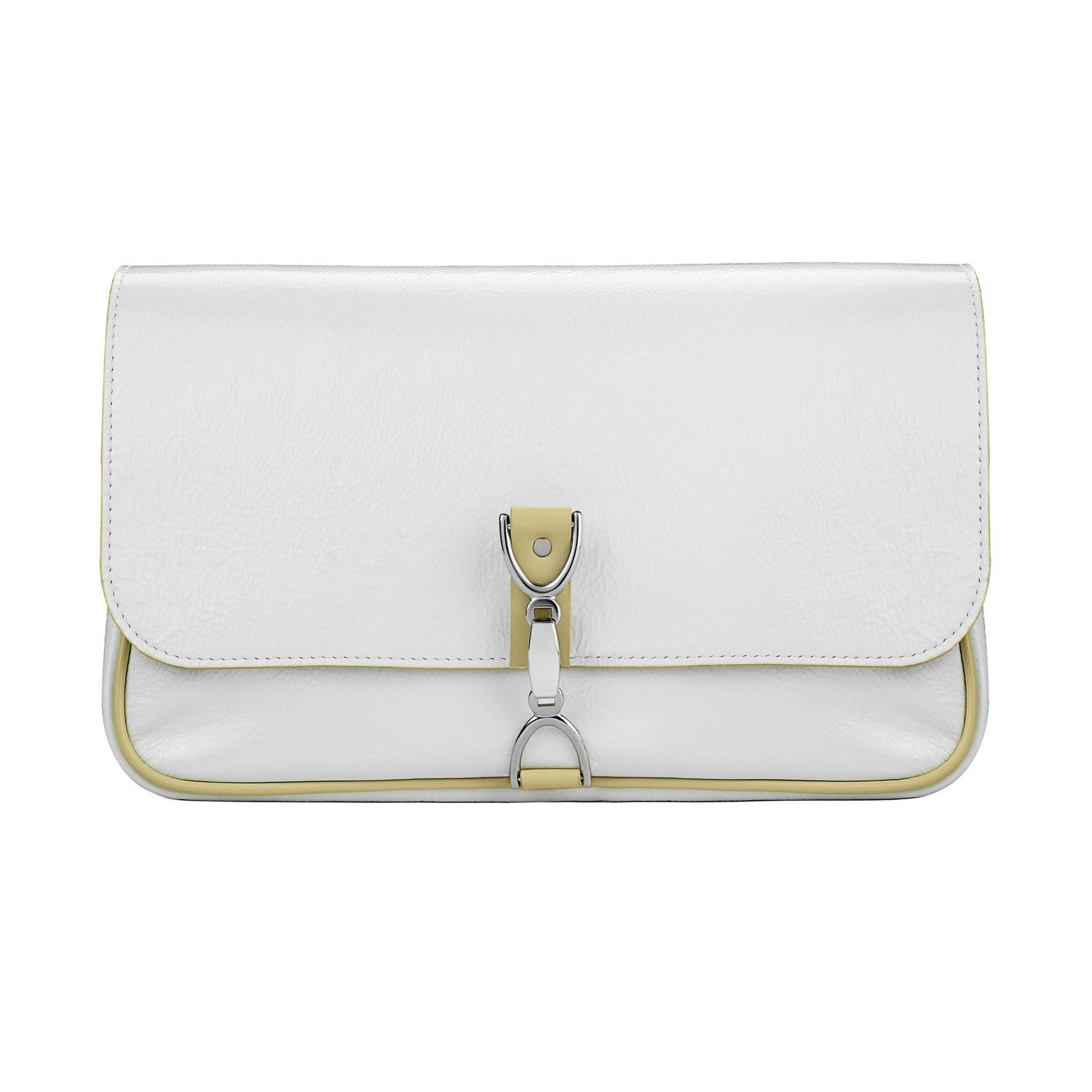 Leder Schultertasche Weiß-Gelb Venus Baguette