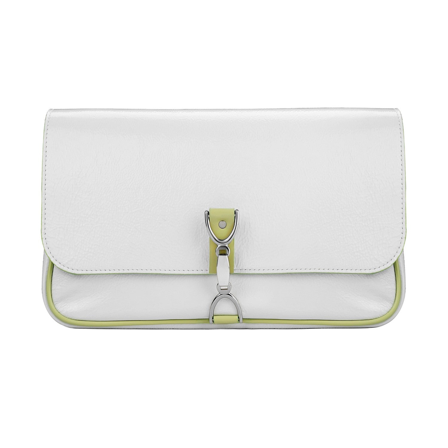 Leder Schultertasche Weiß-Grün Venus Baguette