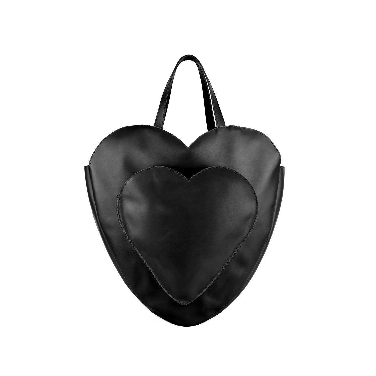 Schwarze Leder-Schultertasche Heart