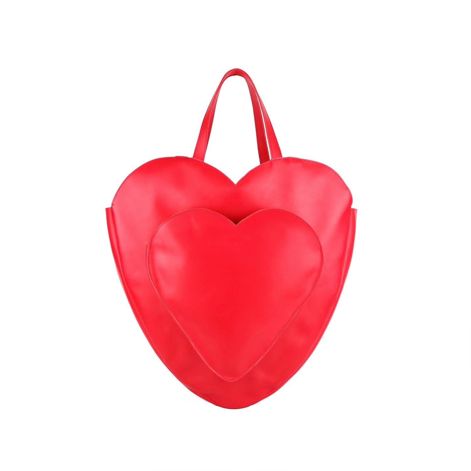Rote Leder-Schultertasche Heart