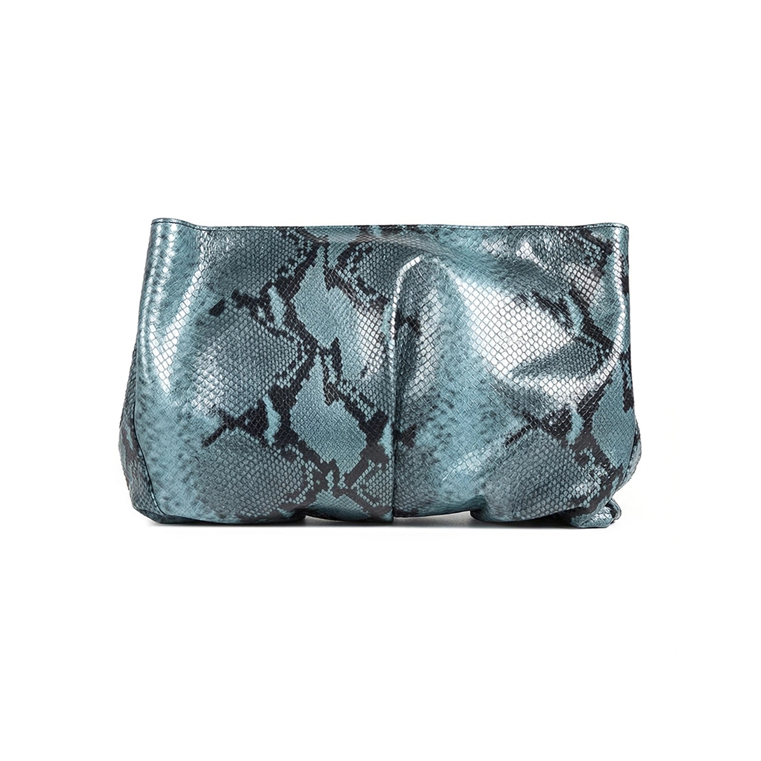 Leder Clutch Hellblau Schlangen-Optik Inanna