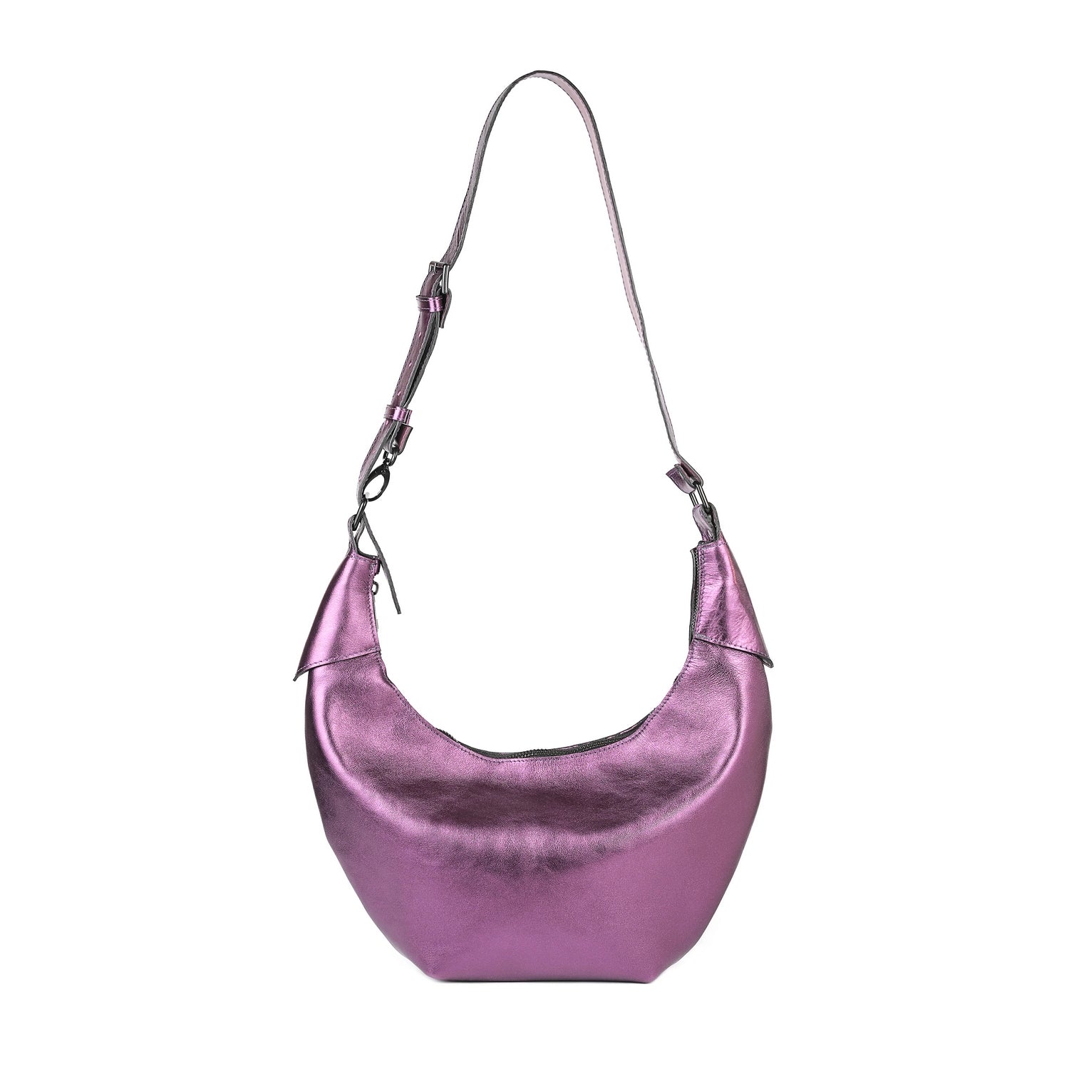 Metallic-lila Leder-Umhängetasche Eclipse