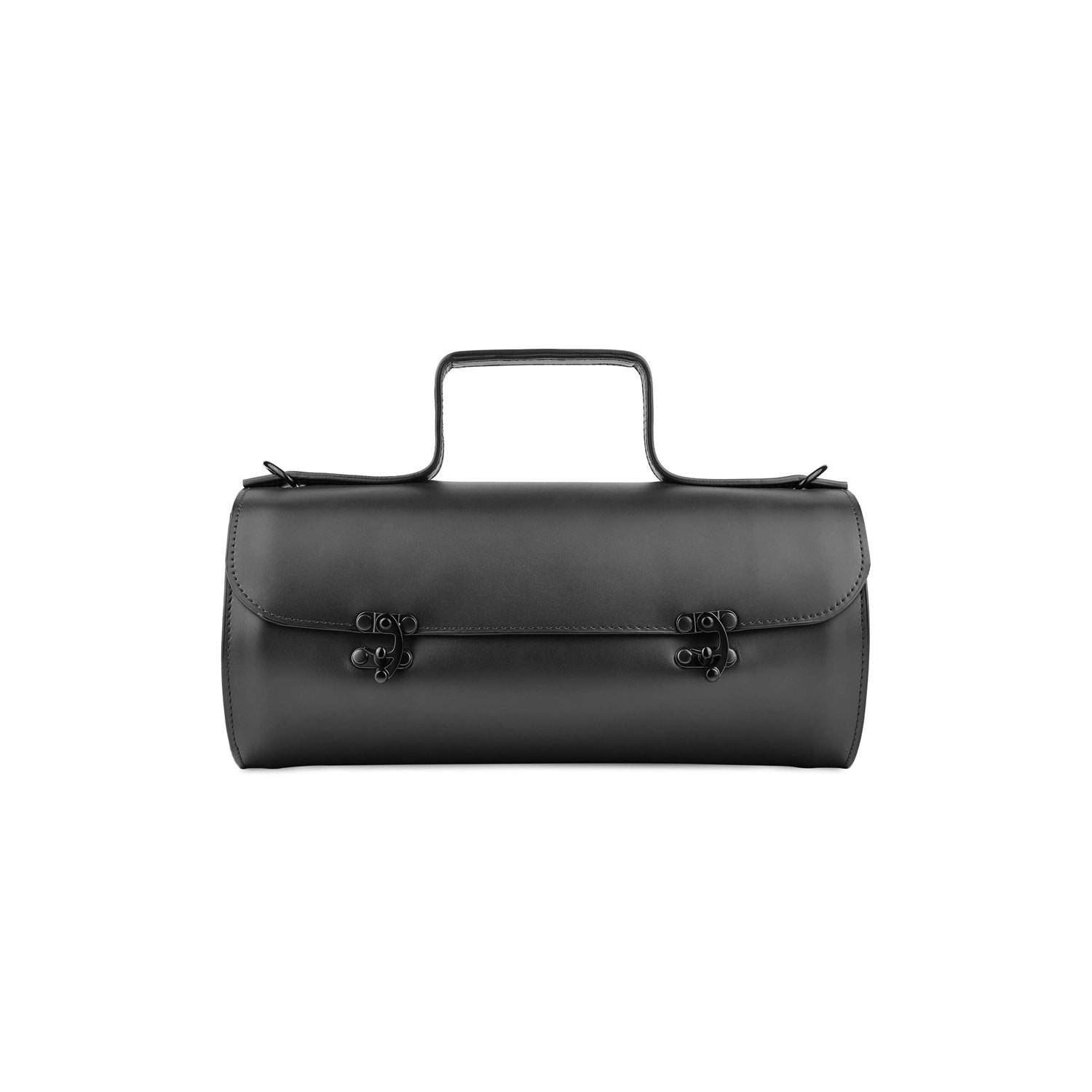 Schwarze Leder-Schultertasche Tube Midi