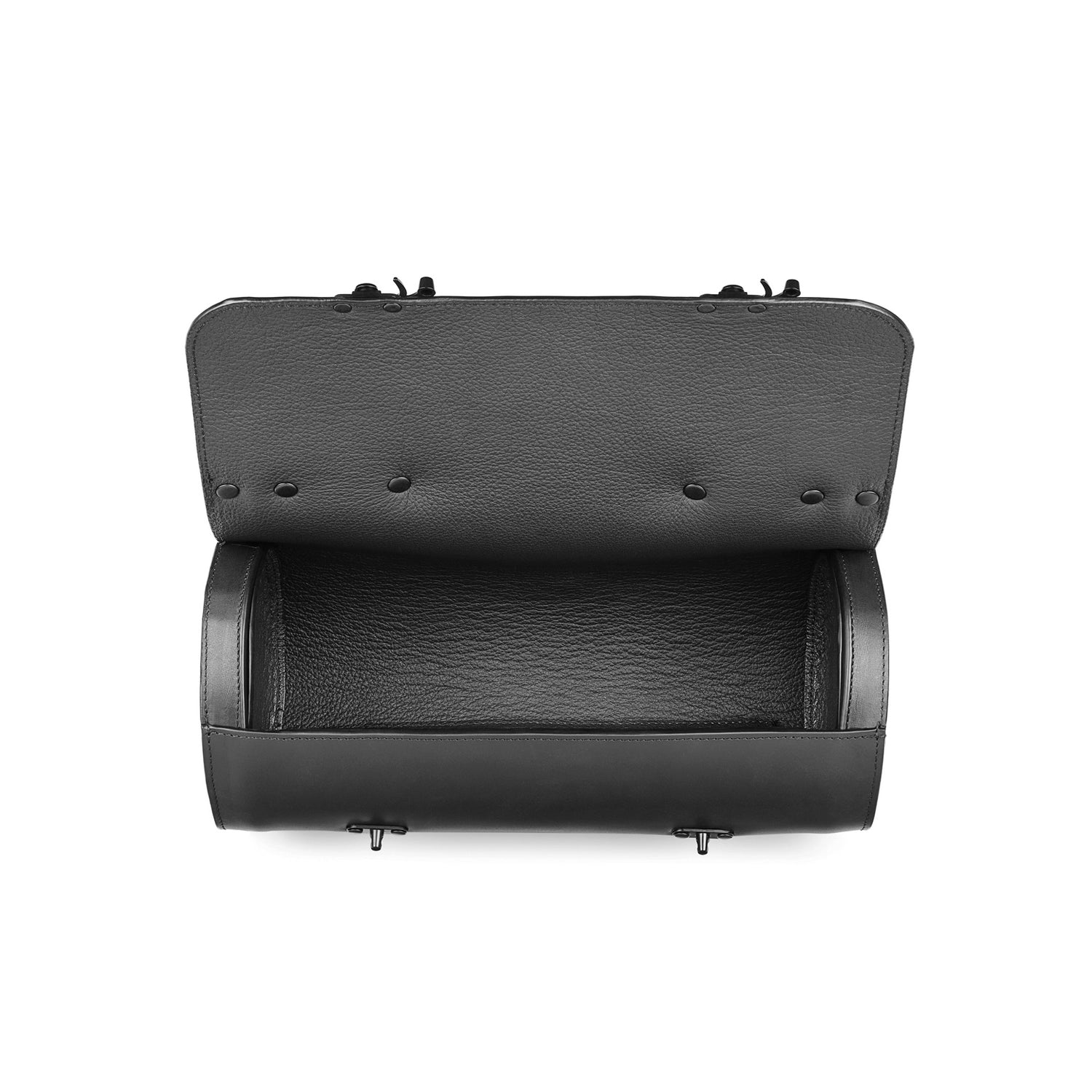 Schwarze Leder-Schultertasche Tube Midi
