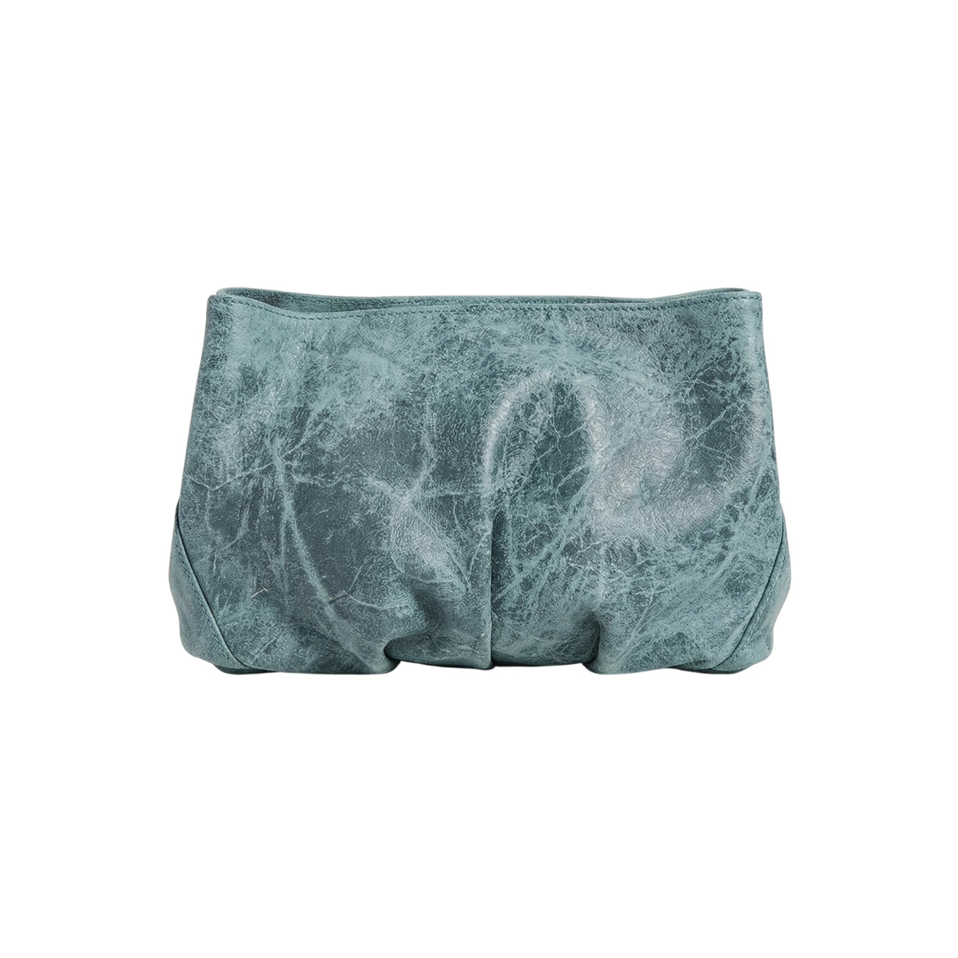 Leder Clutch Aquamarin Inanna