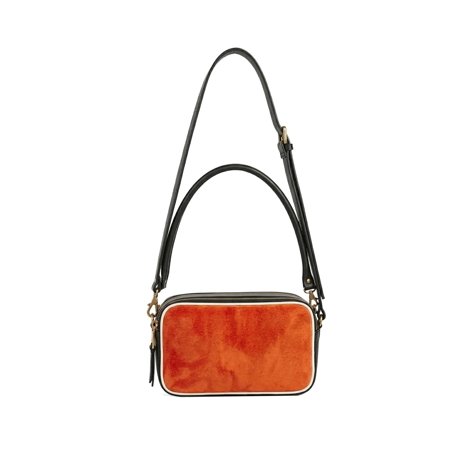 Leder Baguette-Tasche Orange Nina