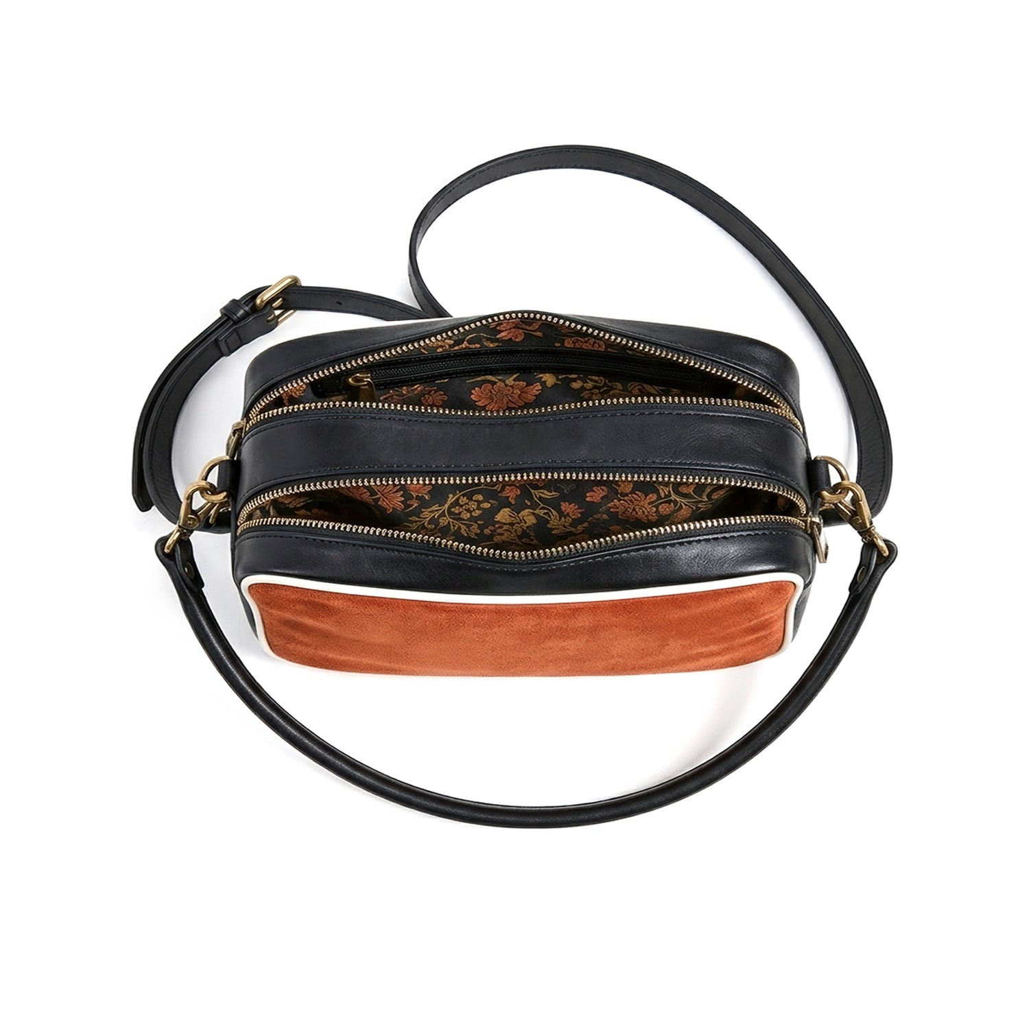 Leder Baguette-Tasche Orange Nina