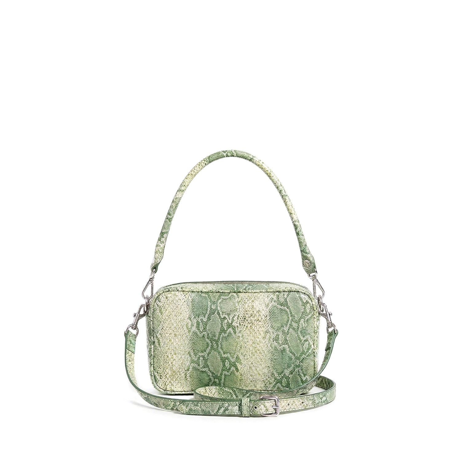 Leder Baguette-Tasche Grün Kroko-Optik Nina