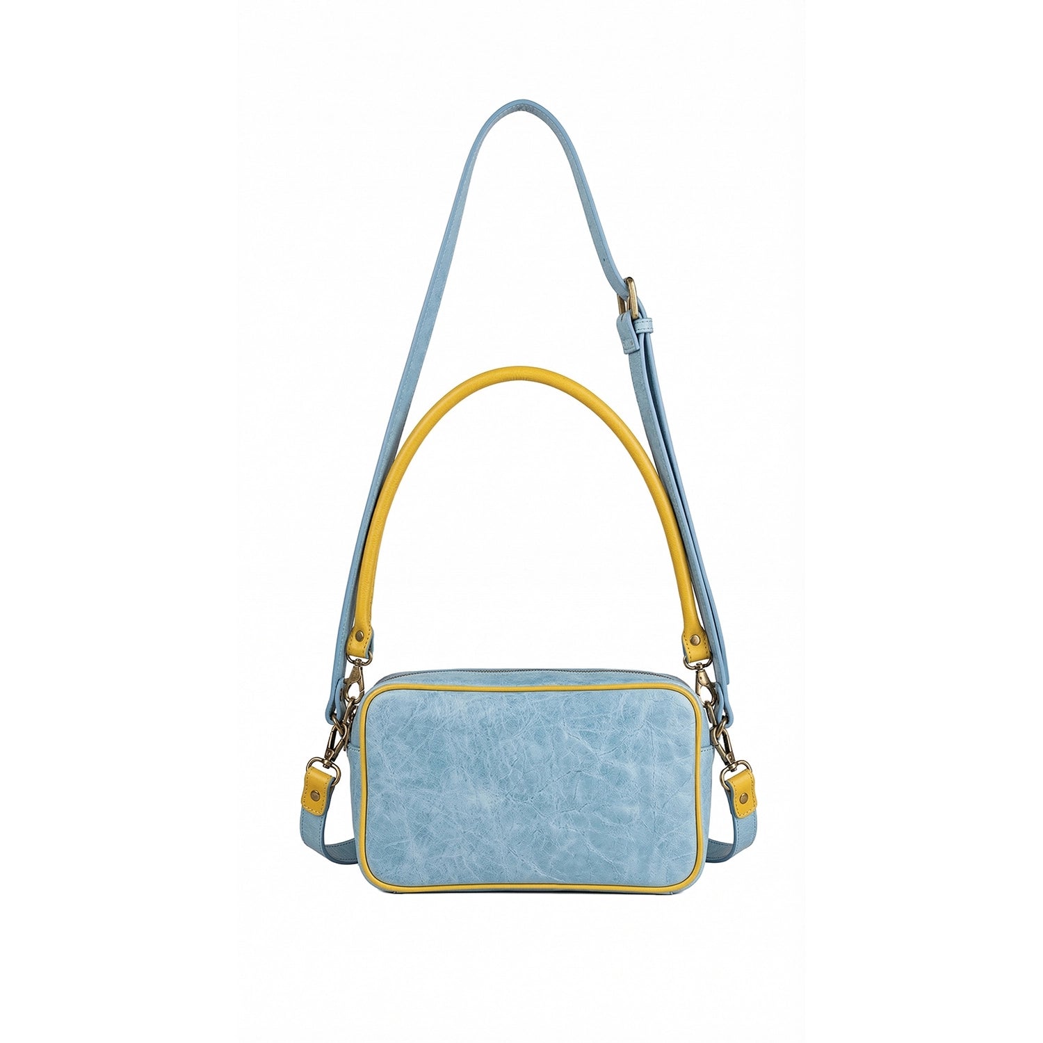 Leder Baguette-Tasche Hellblau Nina