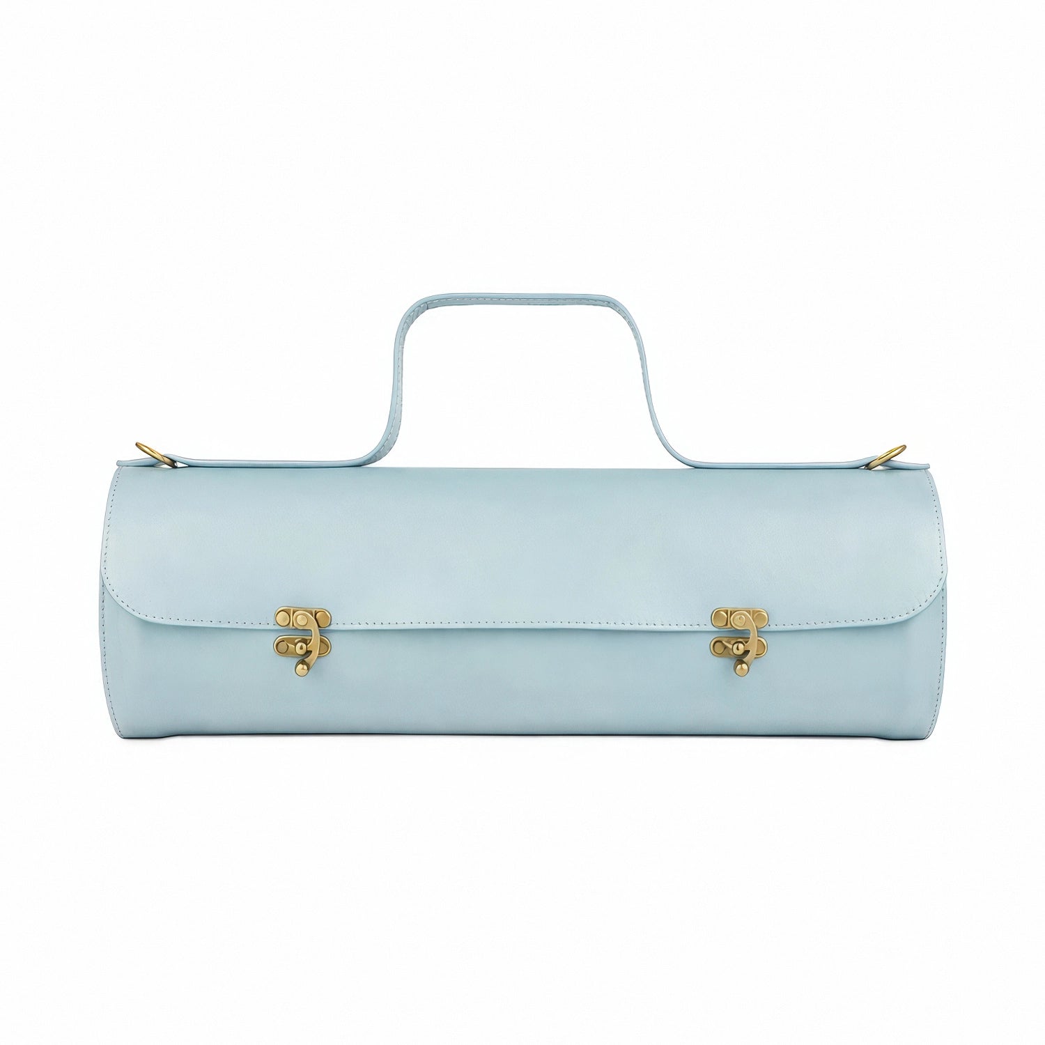 Hellblaue Leder-Schultertasche Tube Maxi