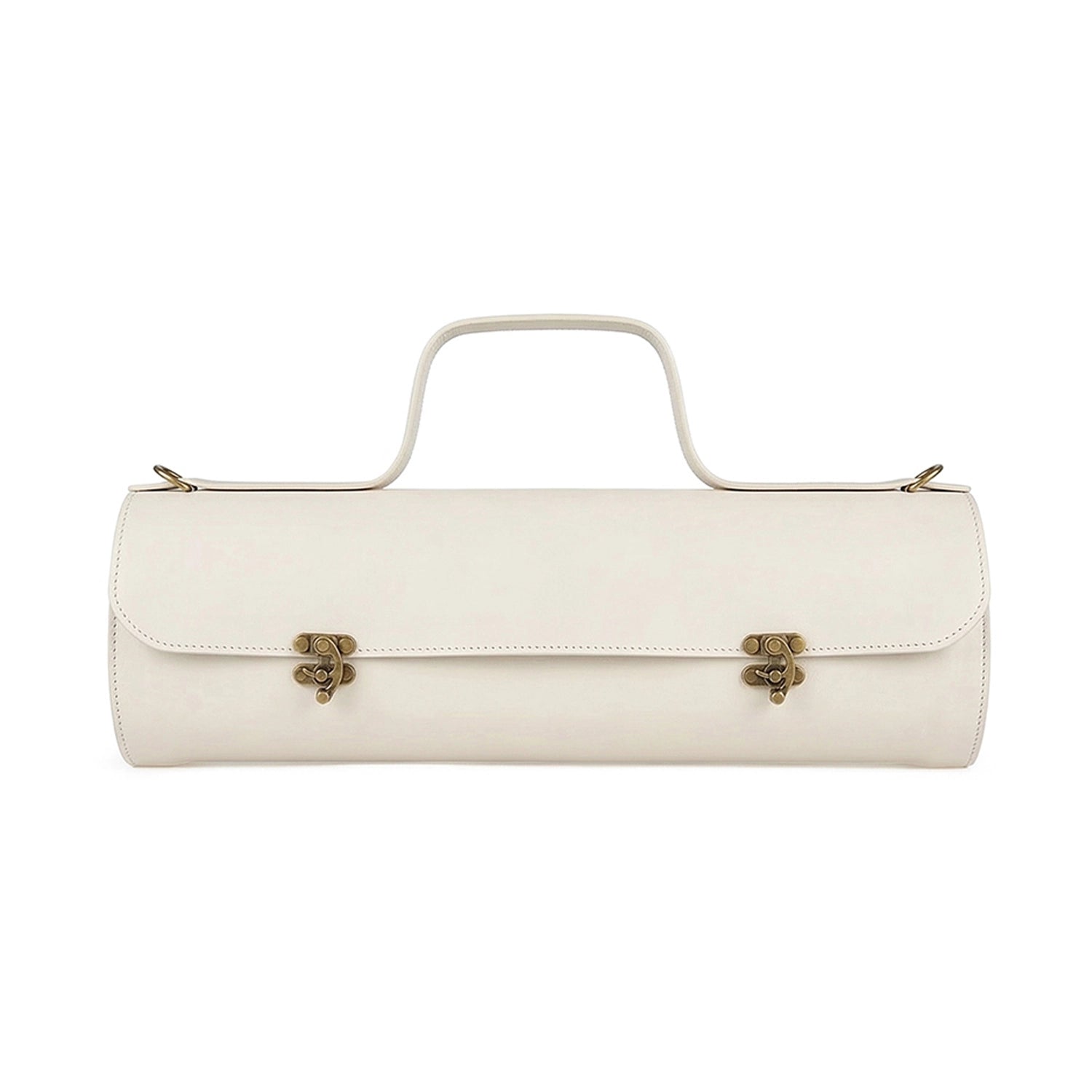 Elfenbeinfarbene Leder-Schultertasche Tube Maxi