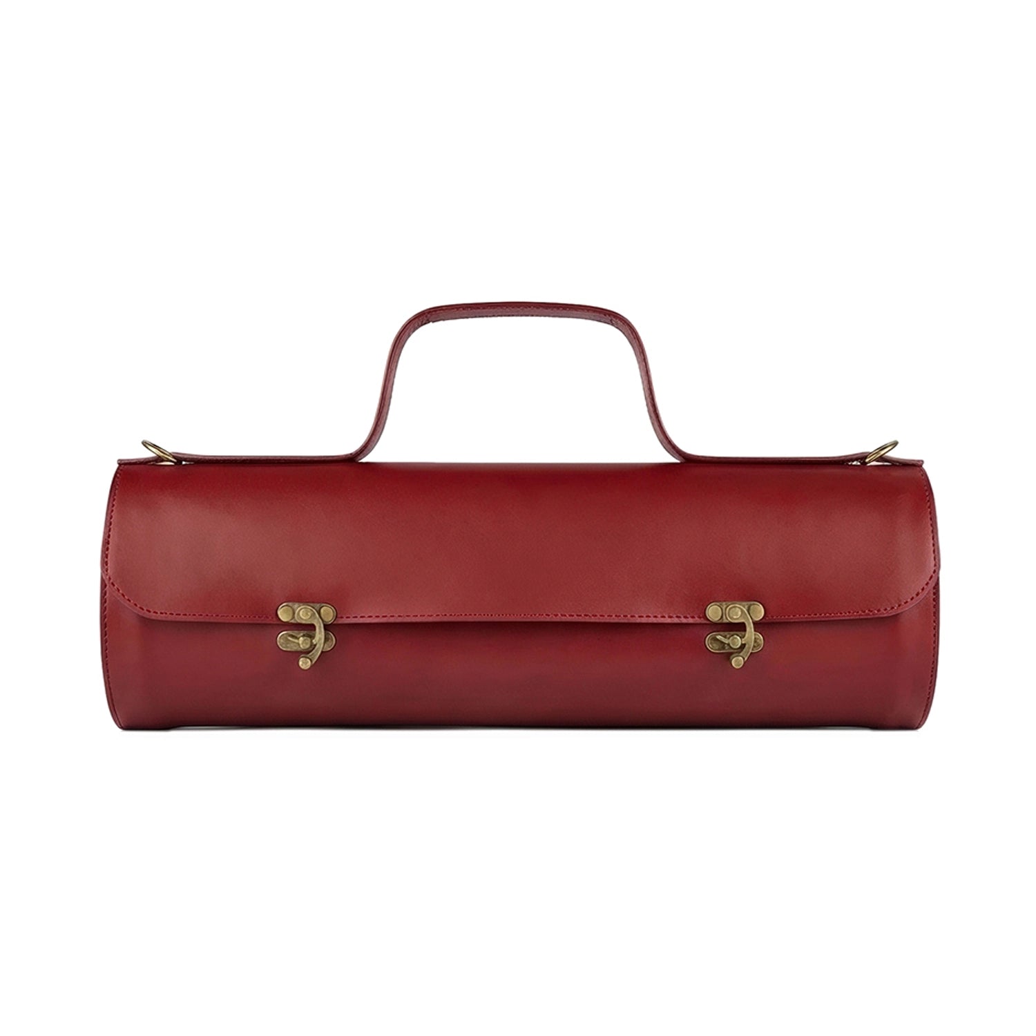 Rote Leder-Schultertasche Tube Maxi