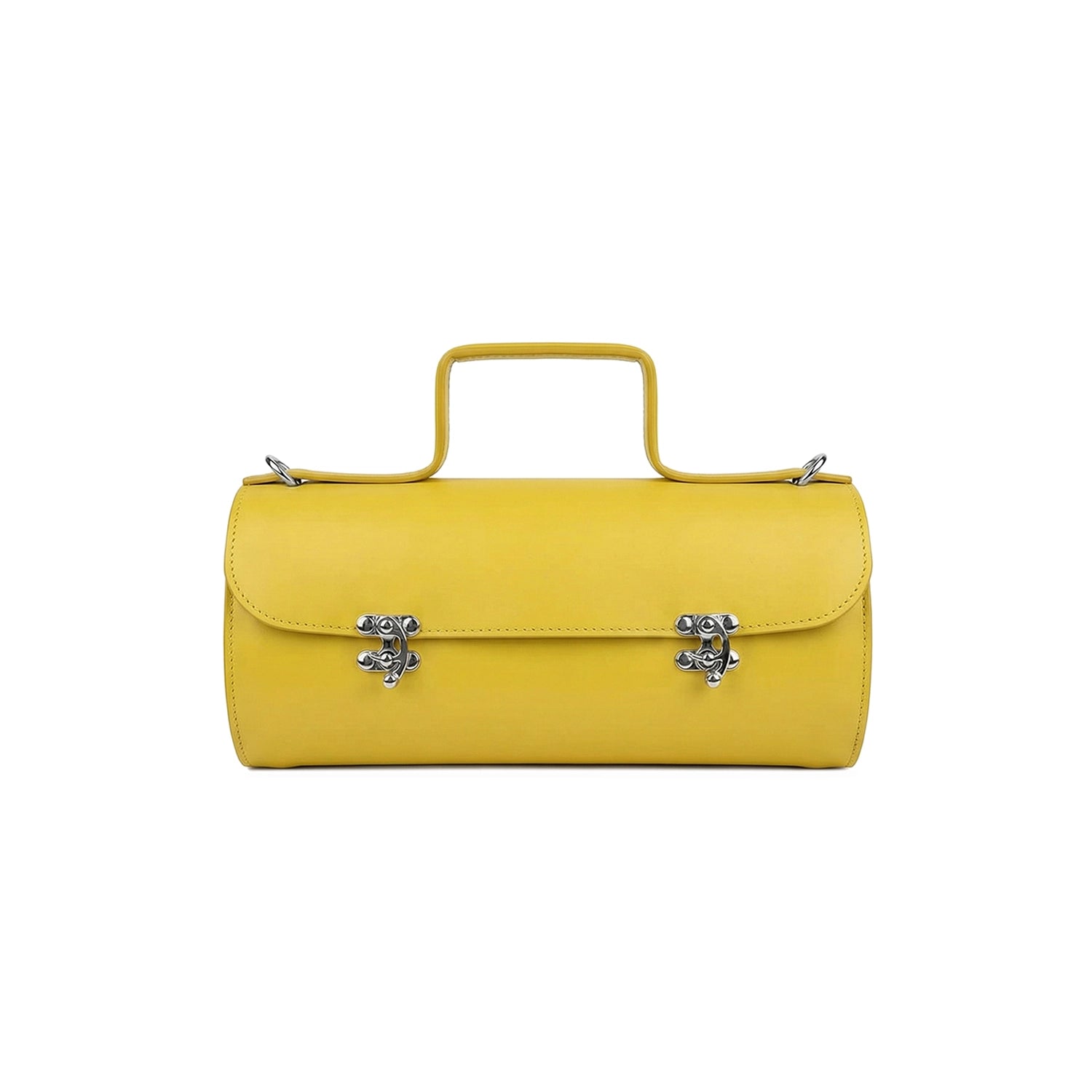 Gelbe Leder-Schultertasche Tube Midi